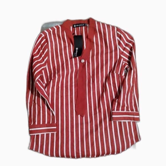 Allegra K Tops - Allegra K burgundy stripe top (imported from China) nwt
